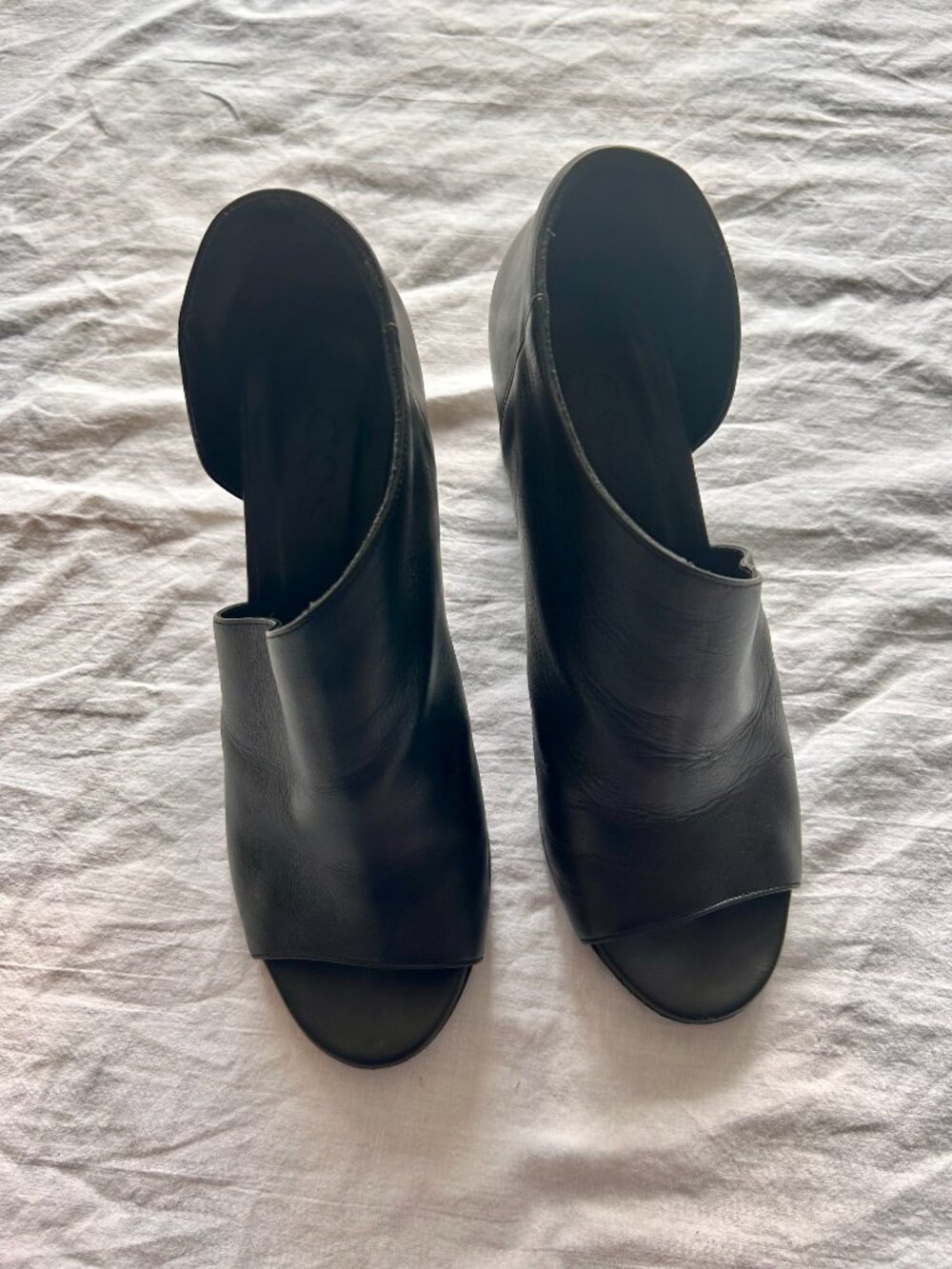COS Black Leather Open-Toe Booties Heels – Women’s Size US9 EU 40
